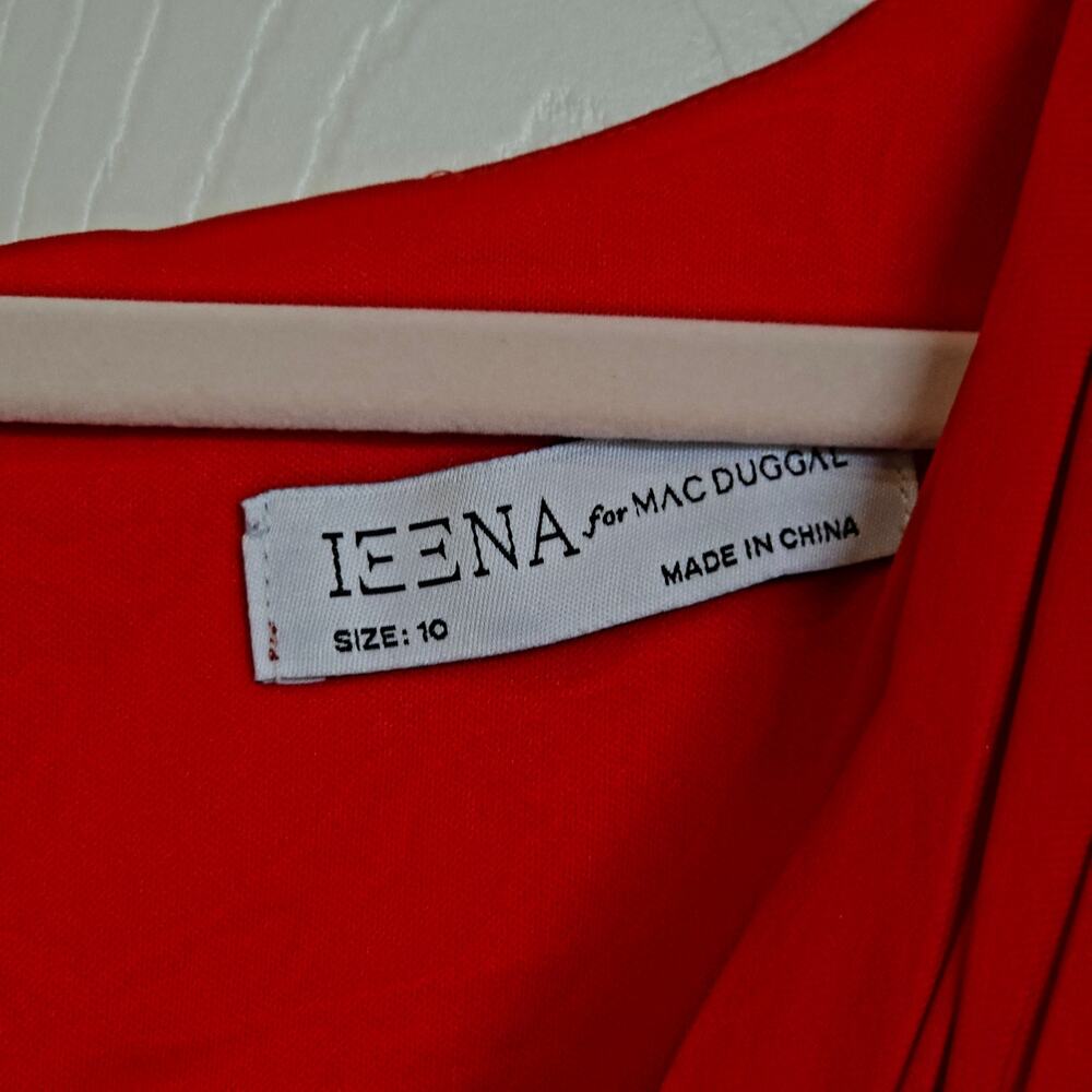 🧜♀️ Mac Duggal Ieena Red Jersey Criss Cross V-Neck Mermaid Slit Gown 55703 NWT - Picture 4 of 11